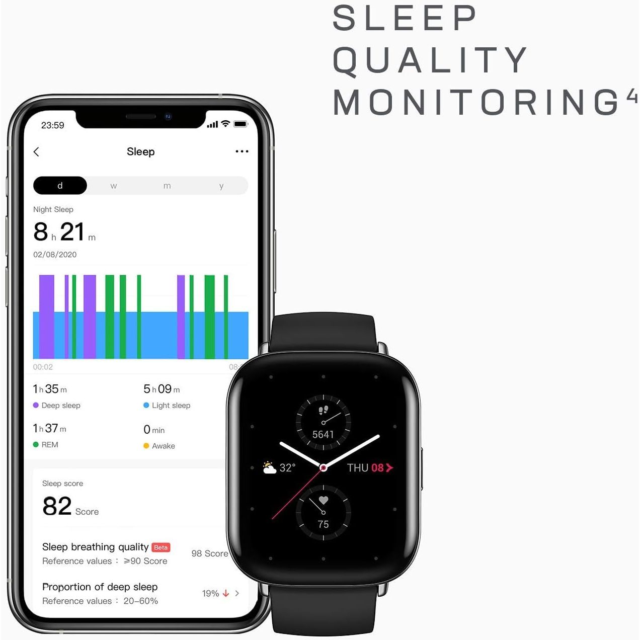 Amazfit E Square Smartwatch, 43mm