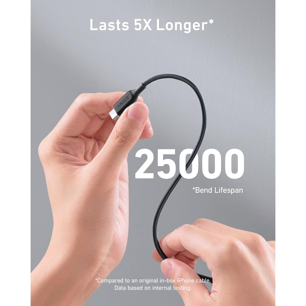 كابل USB-C إلى USB-C انكر باور لاين III، قدرة 100 وات - 1.8 متر