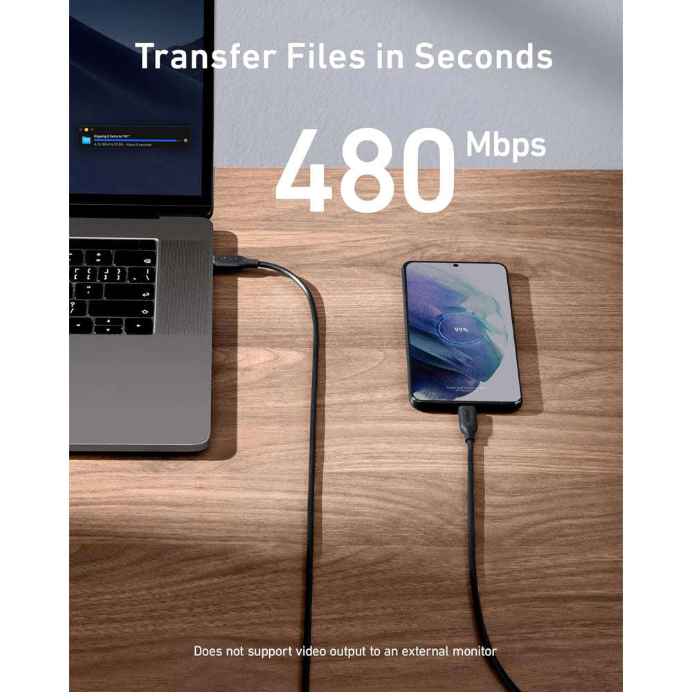 كابل USB-C إلى USB-C انكر باور لاين III، قدرة 100 وات - 1.8 متر