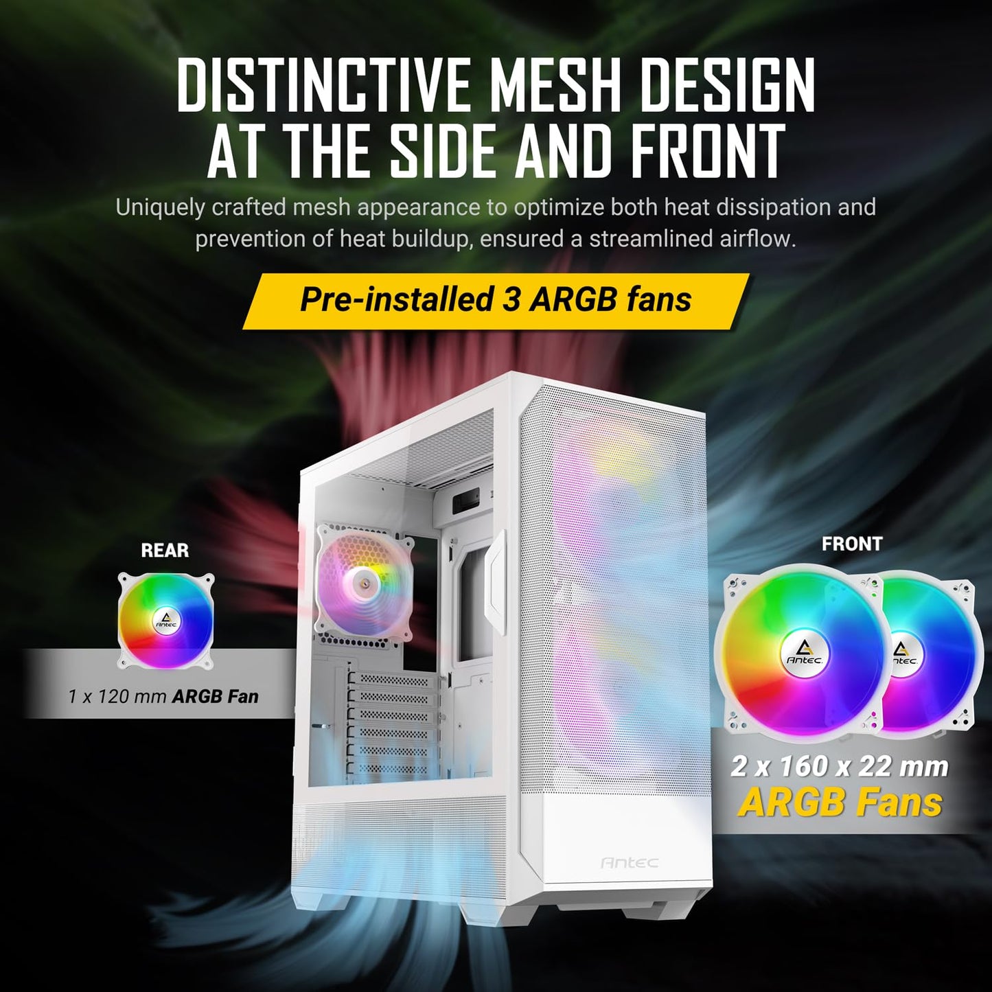 Antec NX416L Mid-Tower PC Case with 3 ARGB Fans