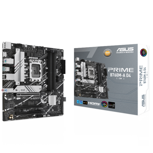 Asus PRIME B760M-A D4-CSM Motherboard, LGA 1700 Socket, DDR4 Memory