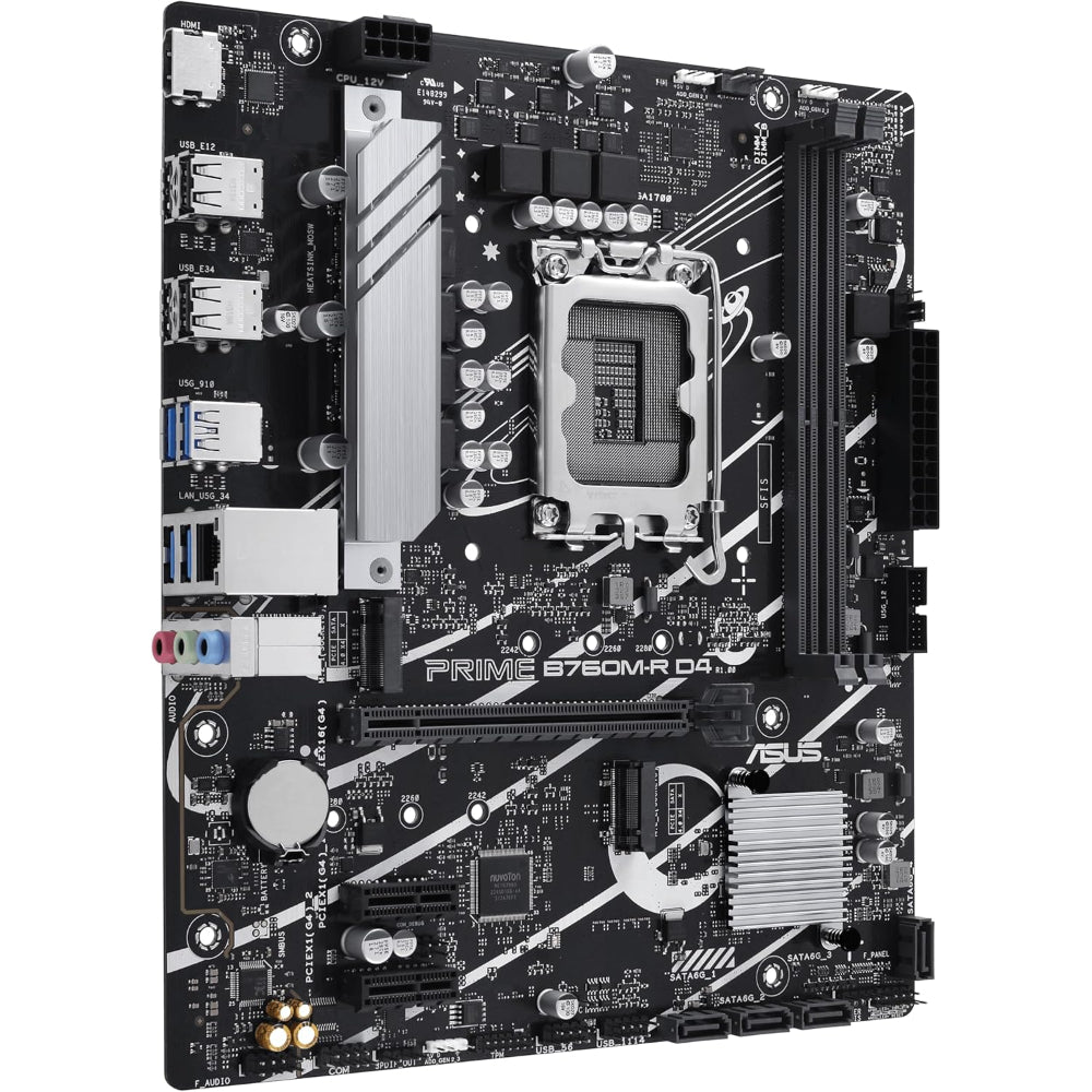 Asus PRIME B760M-R D4 Motherboard, LGA 1700 Socket, DDR4 Memory