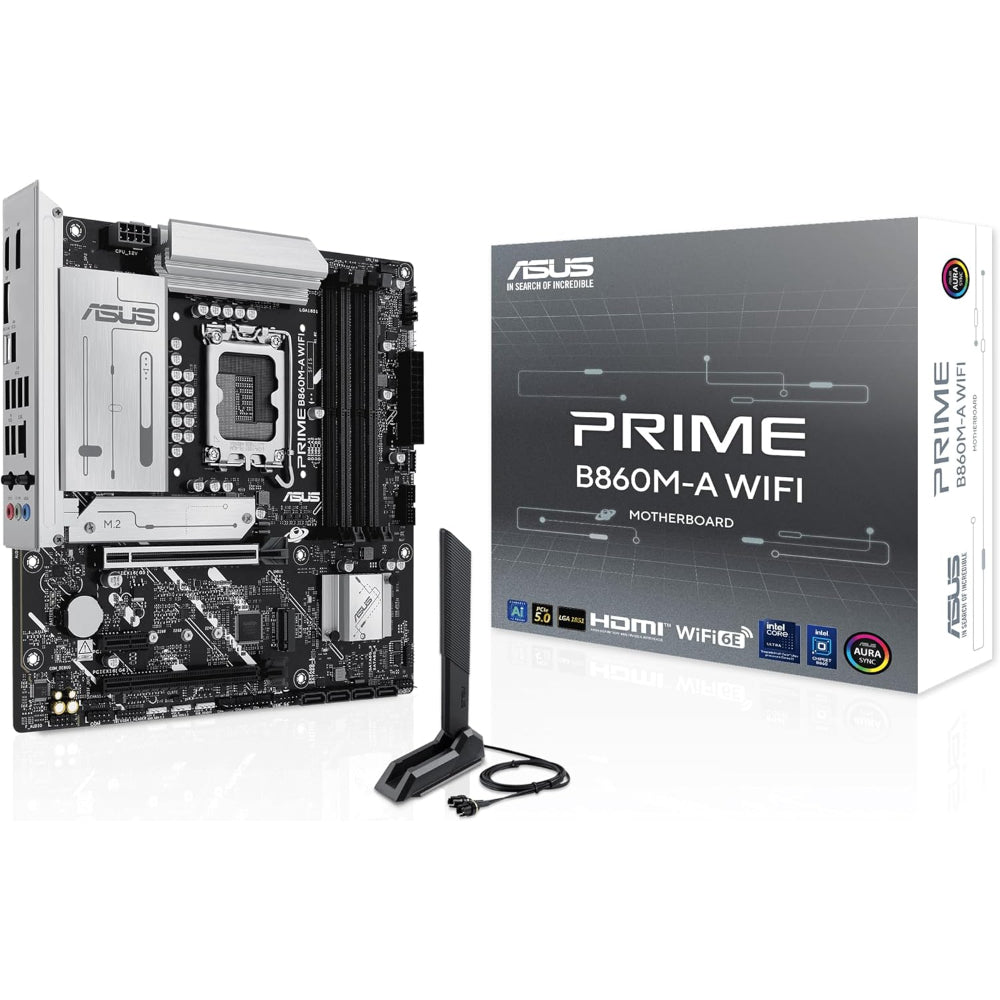 Asus PRIME B860M-A Wi-Fi 6E Motherboard, LGA 1851 Socket, DDR5 Memory