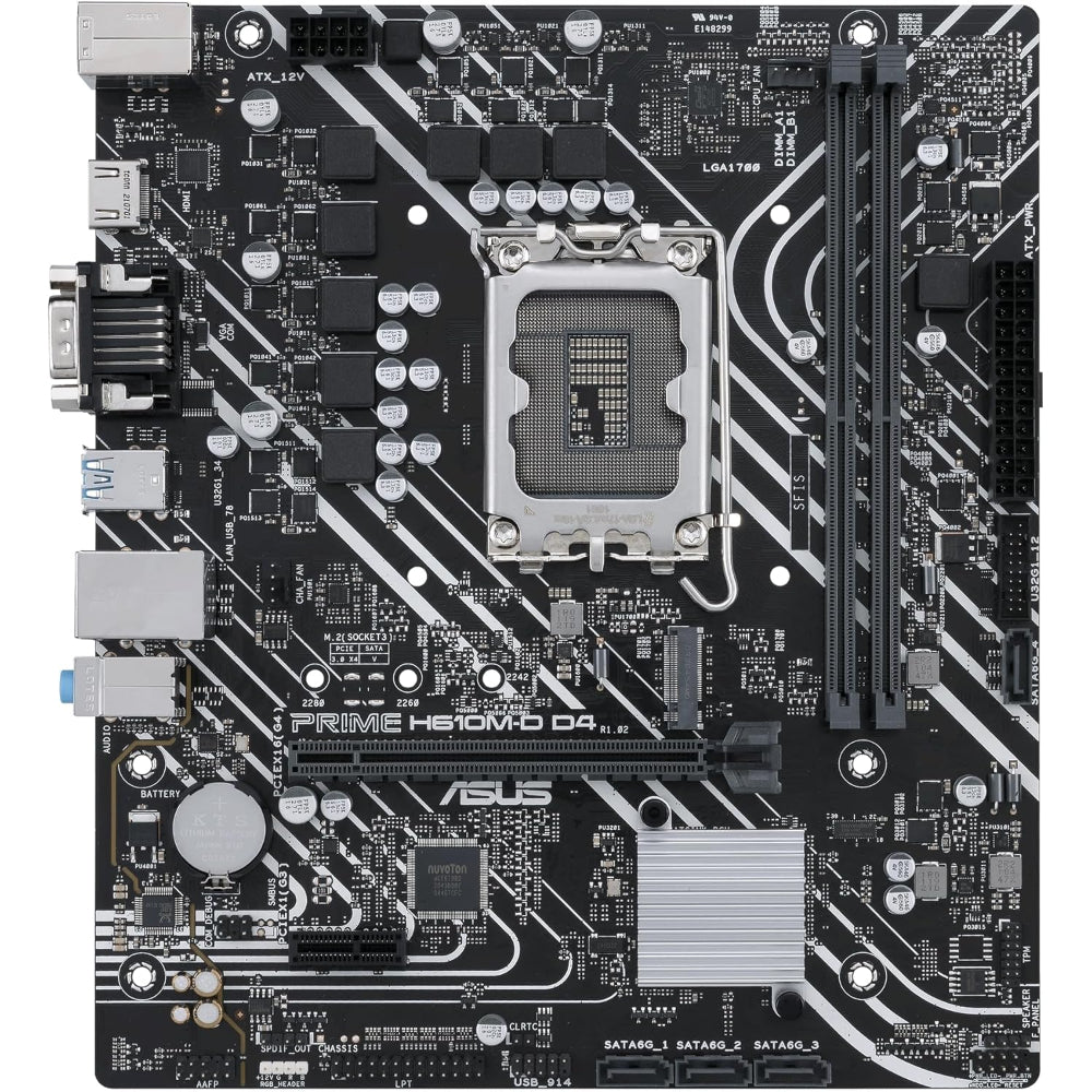 Asus PRIME H610M-D D4 Motherboard, LGA 1700 Socket, DDR4 Memory