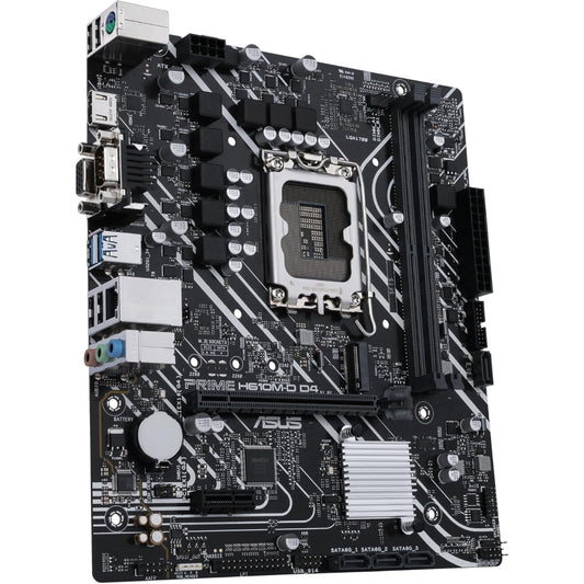 Asus PRIME H610M-D D4 Motherboard, LGA 1700 Socket, DDR4 Memory