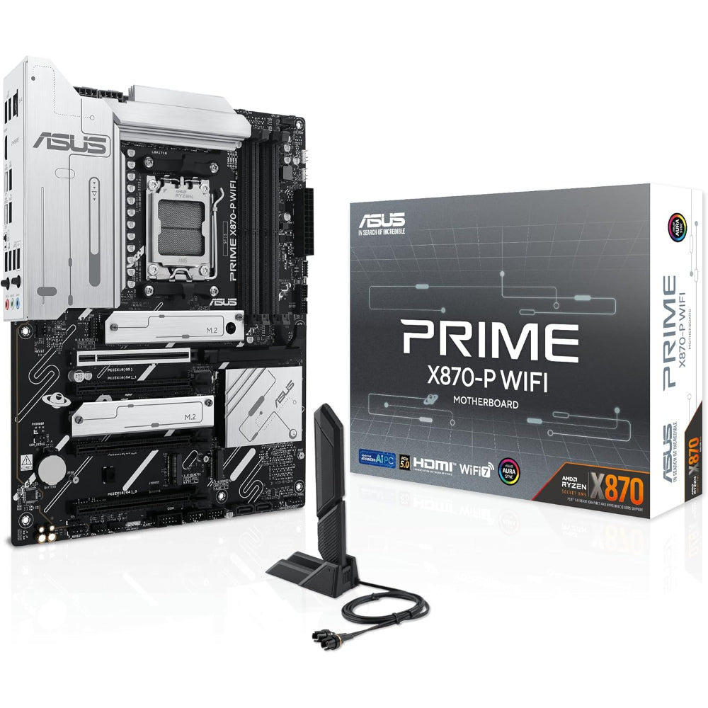 Asus PRIME X870-P Wi-Fi 7 Motherboard, AM5 Socket, DDR5 Memory