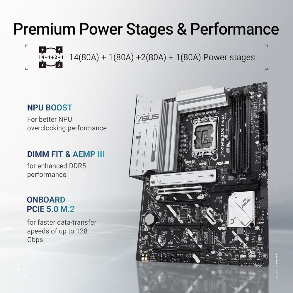 Asus PRIME Z890-P WIFI 7 Motherboard, LGA 1851 Socket, DDR5 Memory