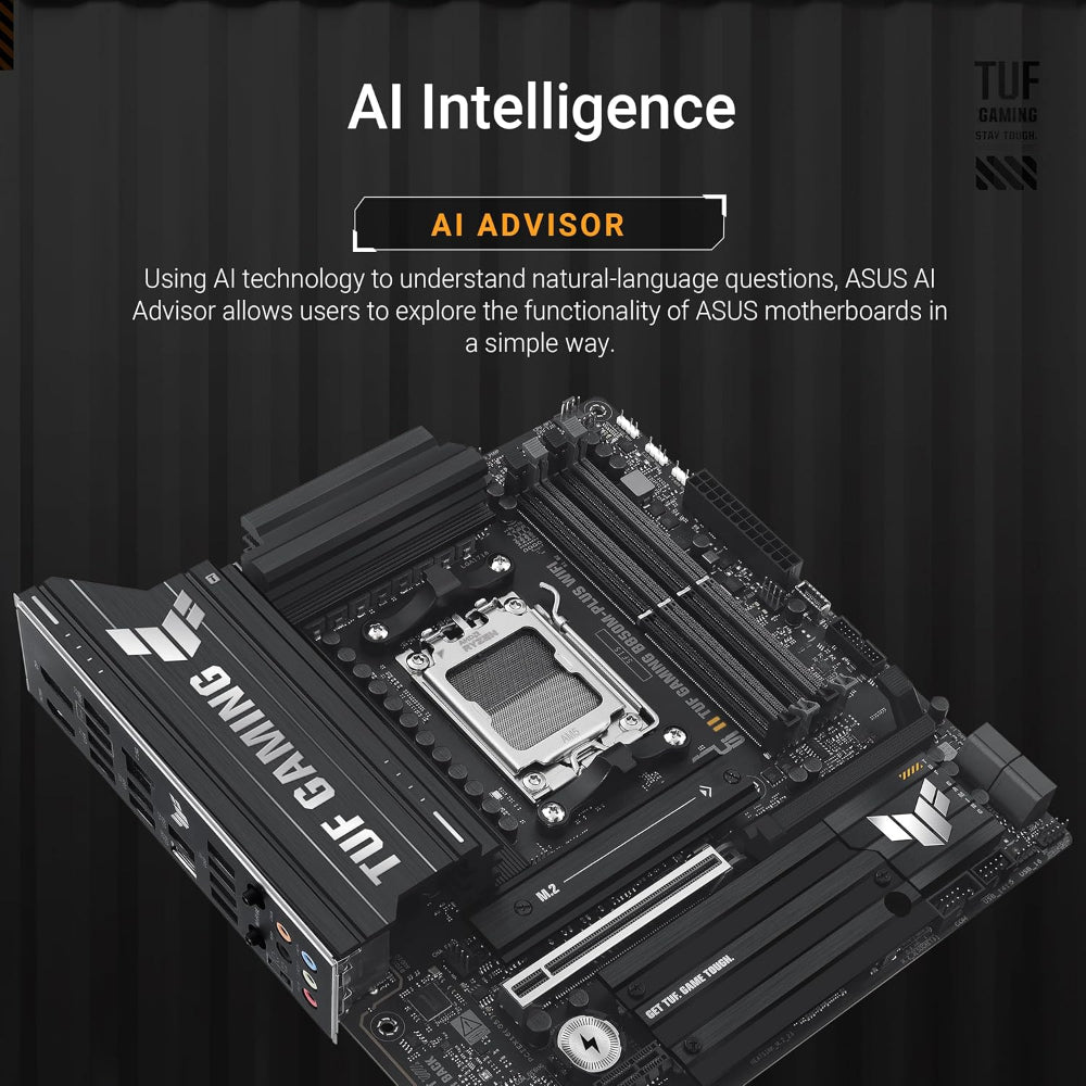 Asus TUF GAMING B850M-PLUS Wi-Fi 6E Motherboard, AM5 Socket, DDR5 Memory