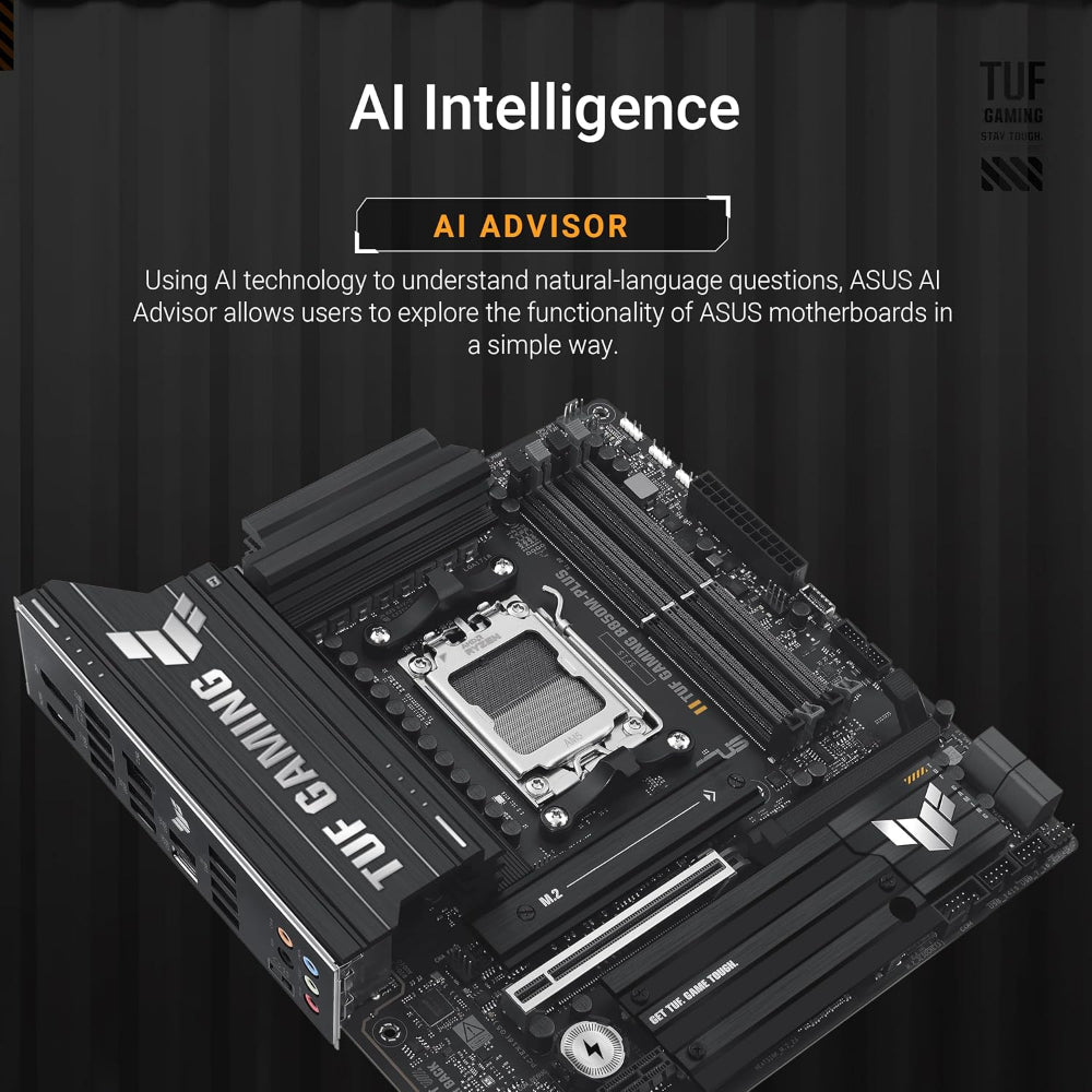 Asus TUF GAMING B850M-PLUS Motherboard, AM5 Socket, DDR5 Memory