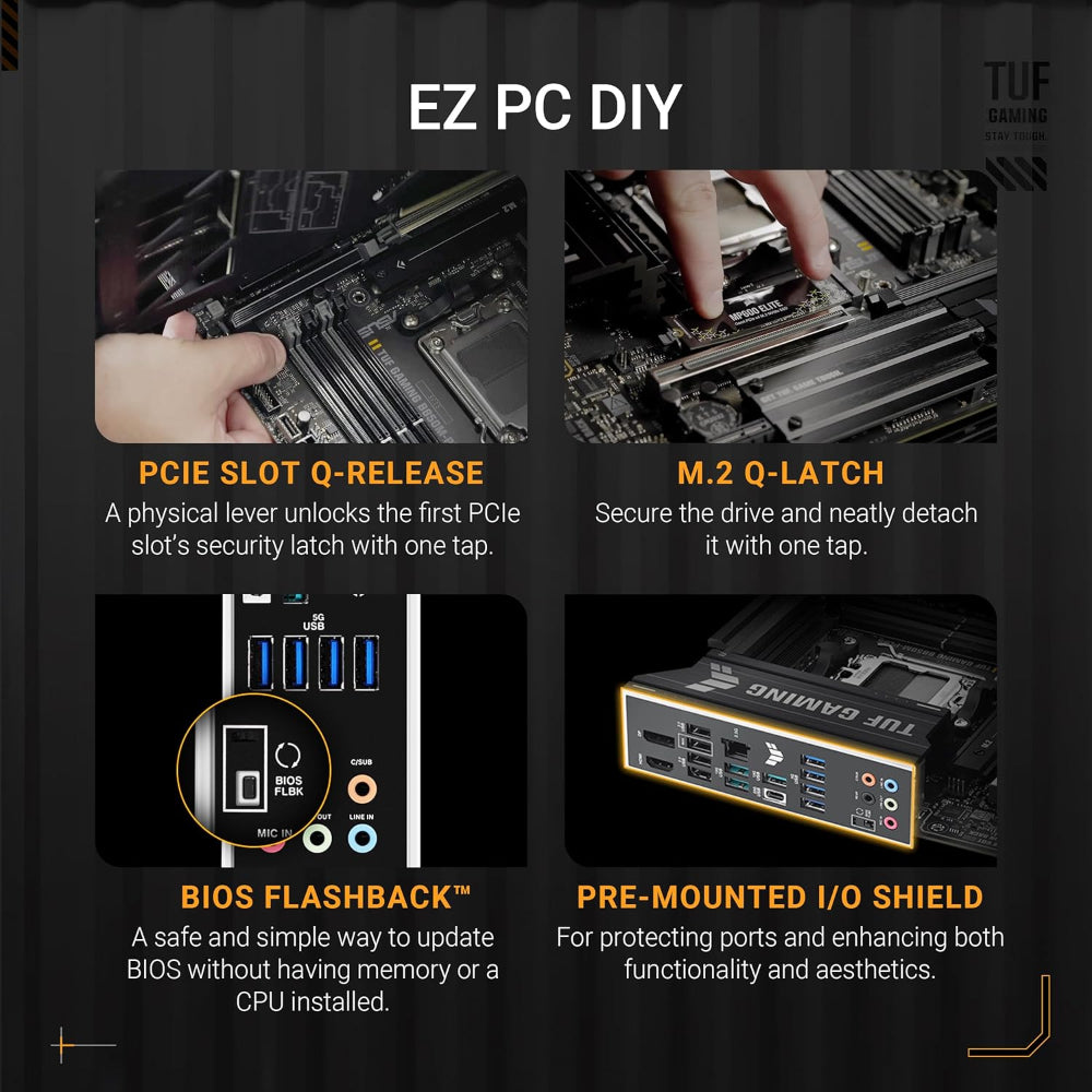 Asus TUF GAMING B850M-PLUS Motherboard, AM5 Socket, DDR5 Memory