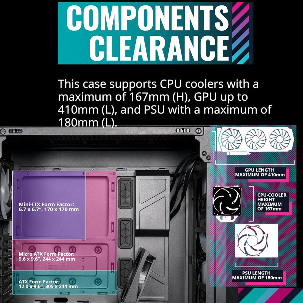 Cooler Master HAF 500 ATX Mid-Tower PC Case with 3 ARGB Fans