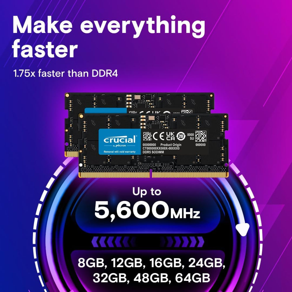 رام لاب توب DDR5 كروشال بسعة 8 جيجابايت وسرعة 5600 ميجاهرتز