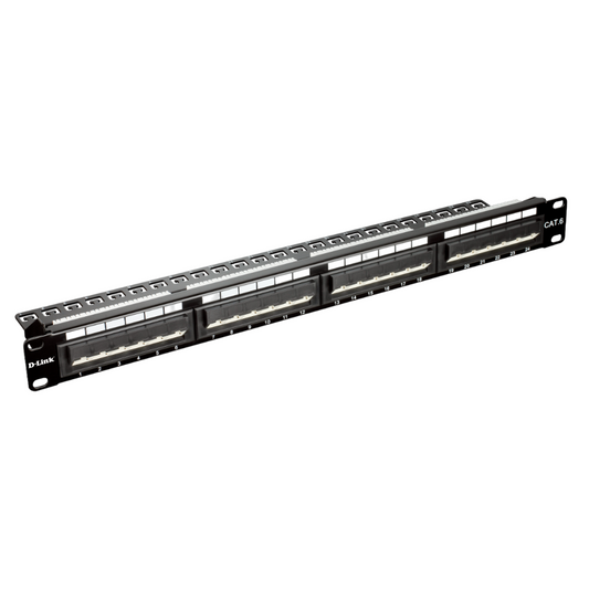 D-Link NPP-C61BLK242 Cat6 Fully Loaded Patch Panel, 24 Ports