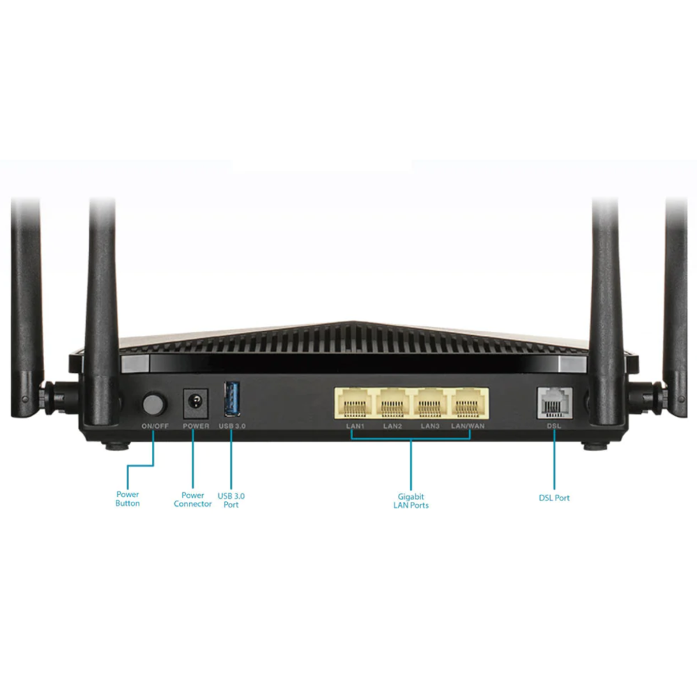 D-Link DSL-245GE VDSL2/ADSL2 Modem Router, 4 Ports, 1200Mbps