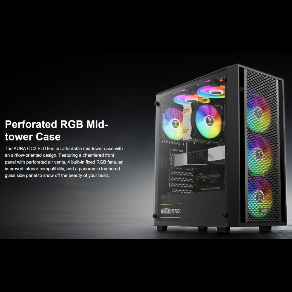 Gamdias Aura GC2 Elite Mid-Tower PC Case with Aura GP750 750W PSU