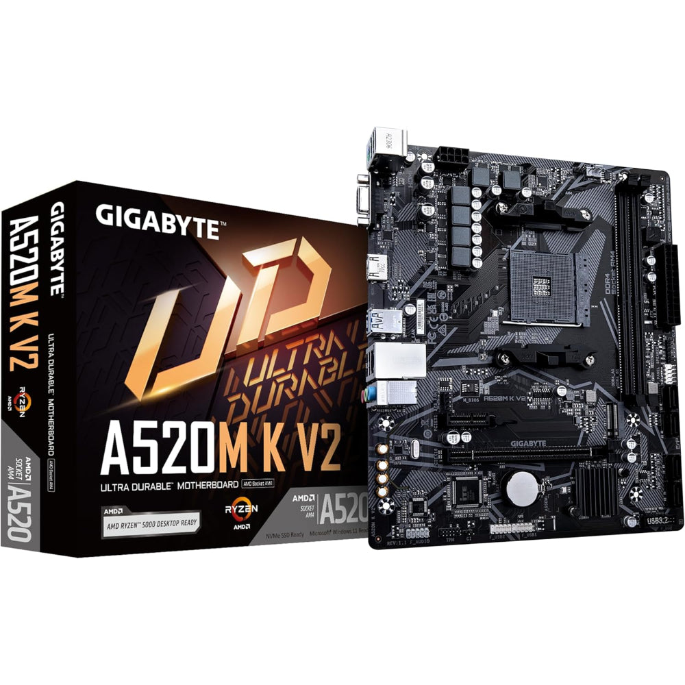 مازر بورد جيجابايت A520M K V2، مقبس AM4، ذاكرة DDR4