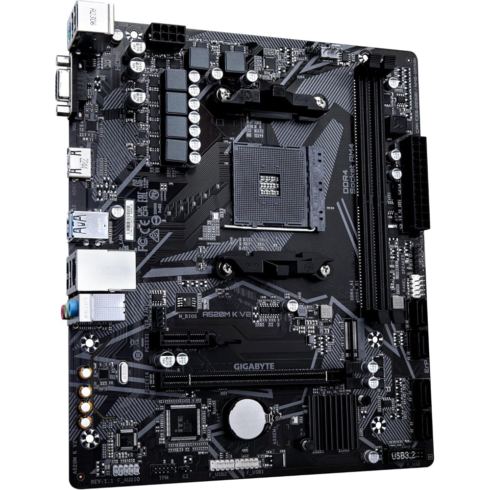 مازر بورد جيجابايت A520M K V2، مقبس AM4، ذاكرة DDR4
