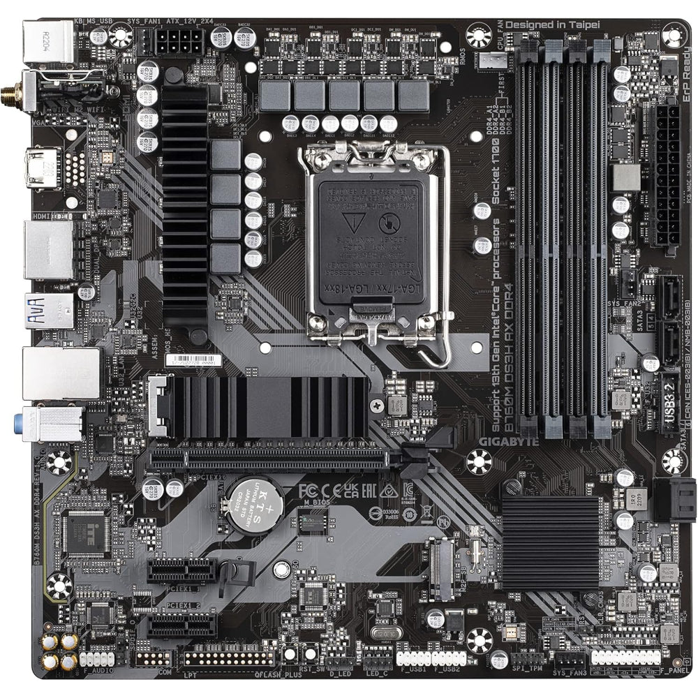 مازر بورد جيجابايت B760M DS3H AX واي فاي 6E، مقبس LGA 1700، ذاكرة DDR4