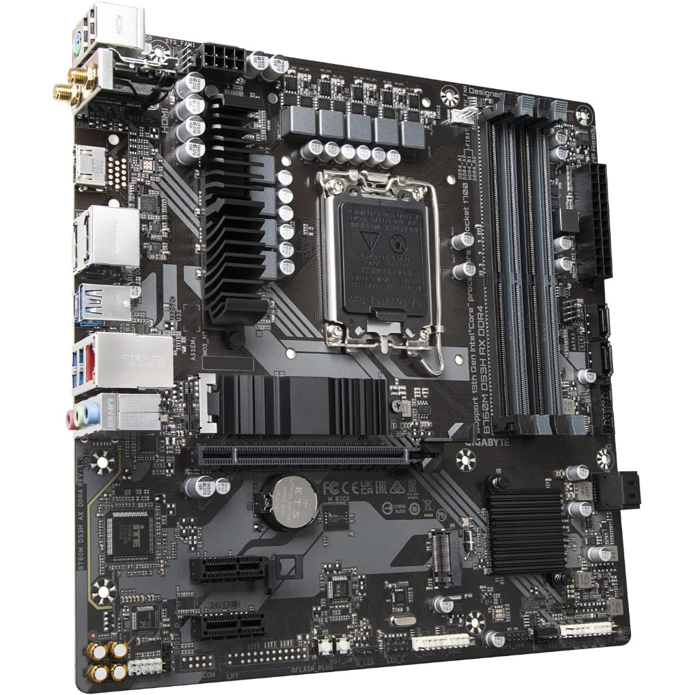 مازر بورد جيجابايت B760M DS3H AX واي فاي 6E، مقبس LGA 1700، ذاكرة DDR4