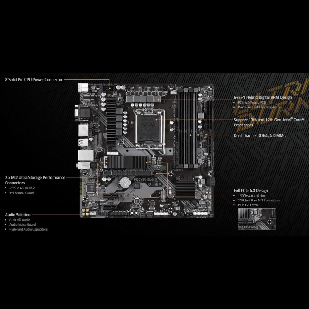 مازر بورد جيجابايت B760M DS3H، مقبس LGA 1700، ذاكرة DDR4