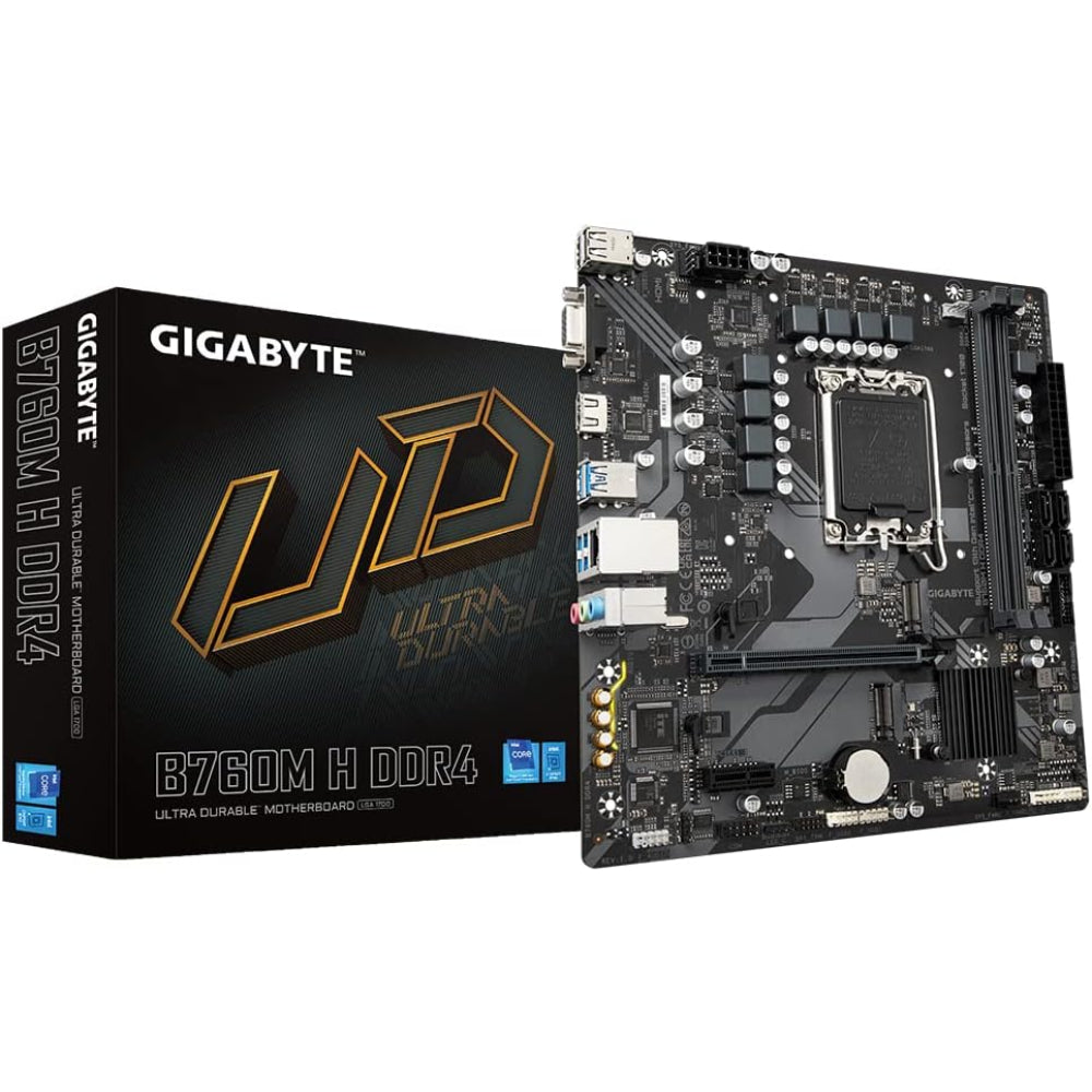 Gigabyte B760M H Motherboard, LGA 1700 Socket, DDR4 Memory