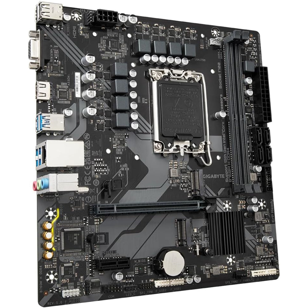 Gigabyte B760M H Motherboard, LGA 1700 Socket, DDR4 Memory