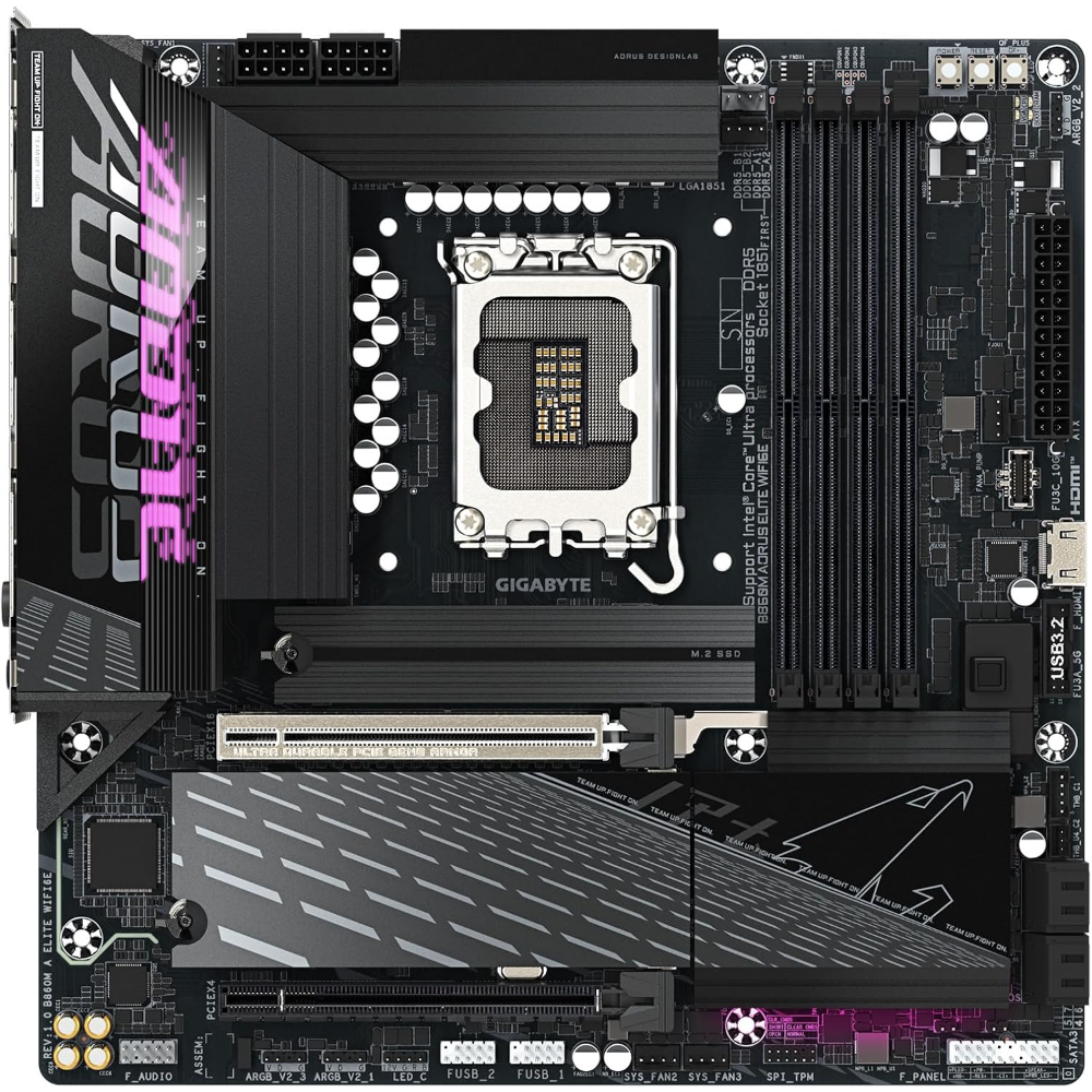 Gigabyte B860M AORUS ELITE Motherboard, LGA 1851 Socket, DDR5 Memory
