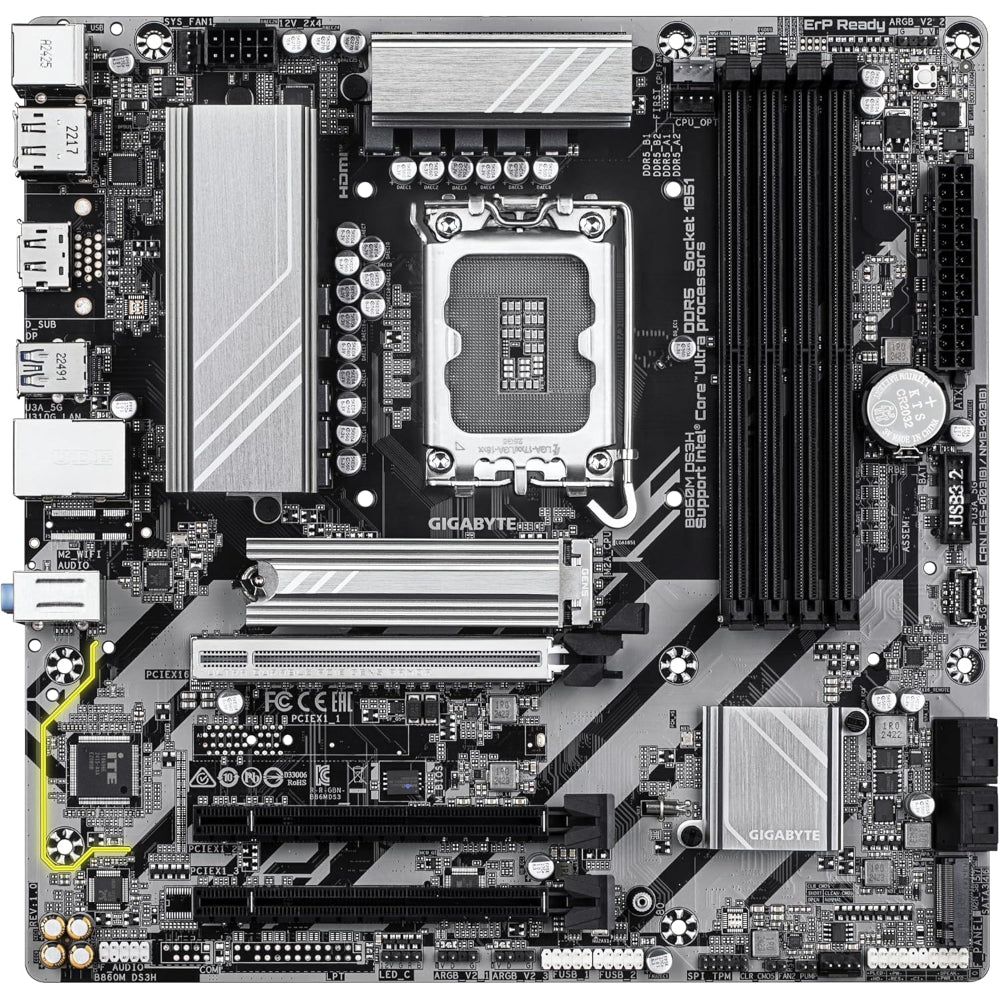 Gigabyte B860M DS3H Motherboard, LGA 1851 Socket, DDR5 Memory