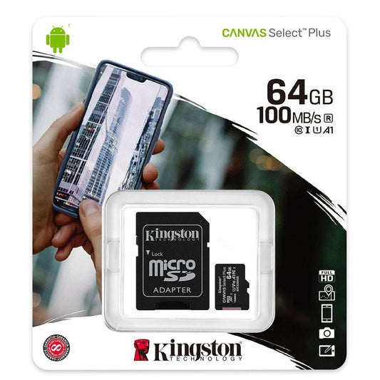 Kingston Canvas Select Plus Micro SD Memory Card With Adapter - 64GB