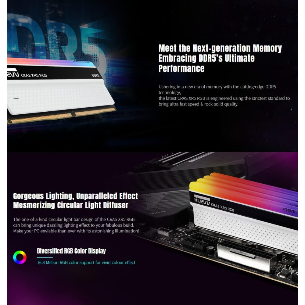 Klevv CRAS XR5 RGB 32GB (2 × 16GB) DDR5 RAM 8000MHz
