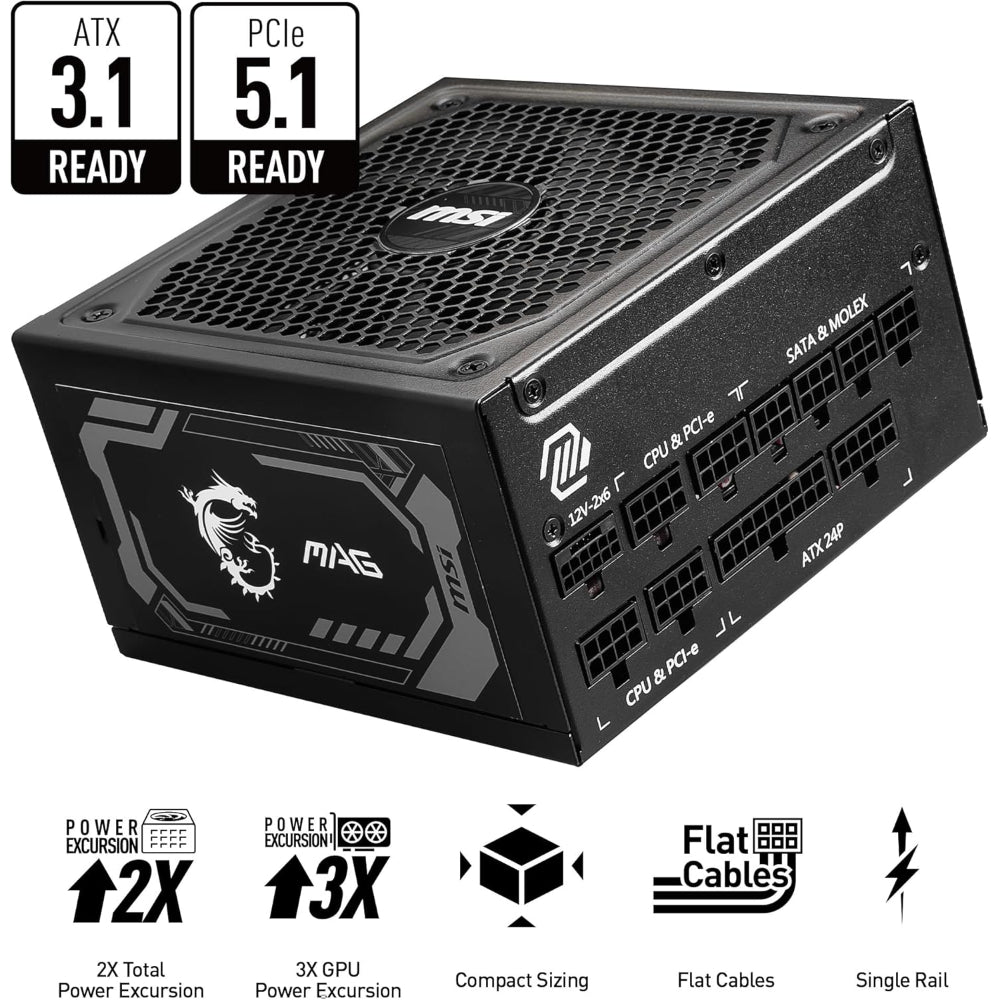 MSI MAG A1250GL PCIE5 1200W PSU 80 PLUS Gold Fully Modular