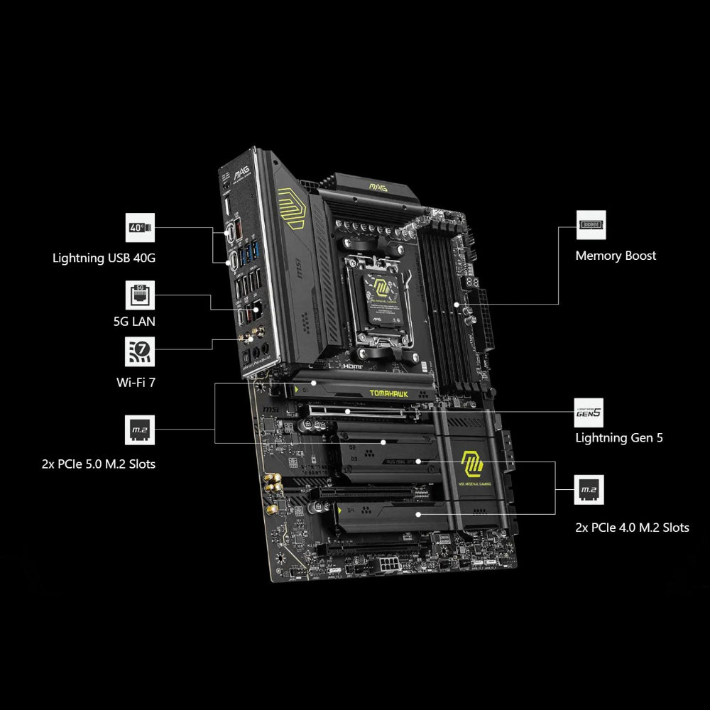 MSI MAG X870 Tomahawk WiFi 7 Motherboard, AM5 Socket, DDR5 Memory