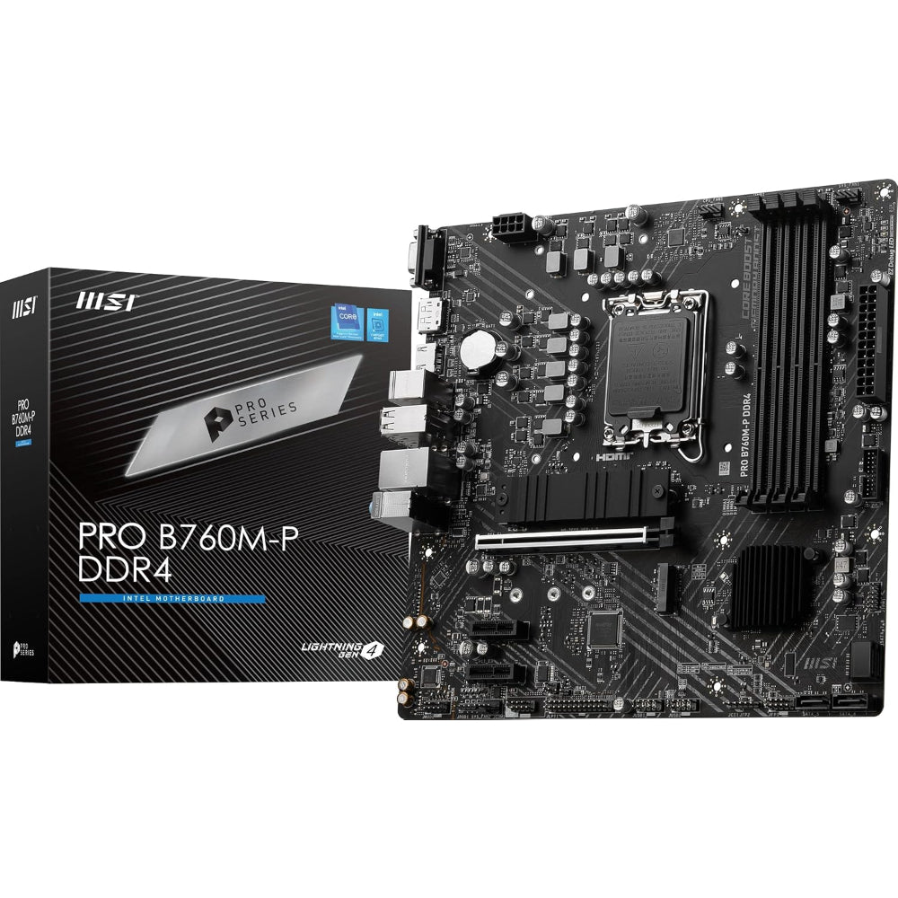 MSI PRO B760M-P Motherboard, LGA 1700 Socket, DDR4 Memory