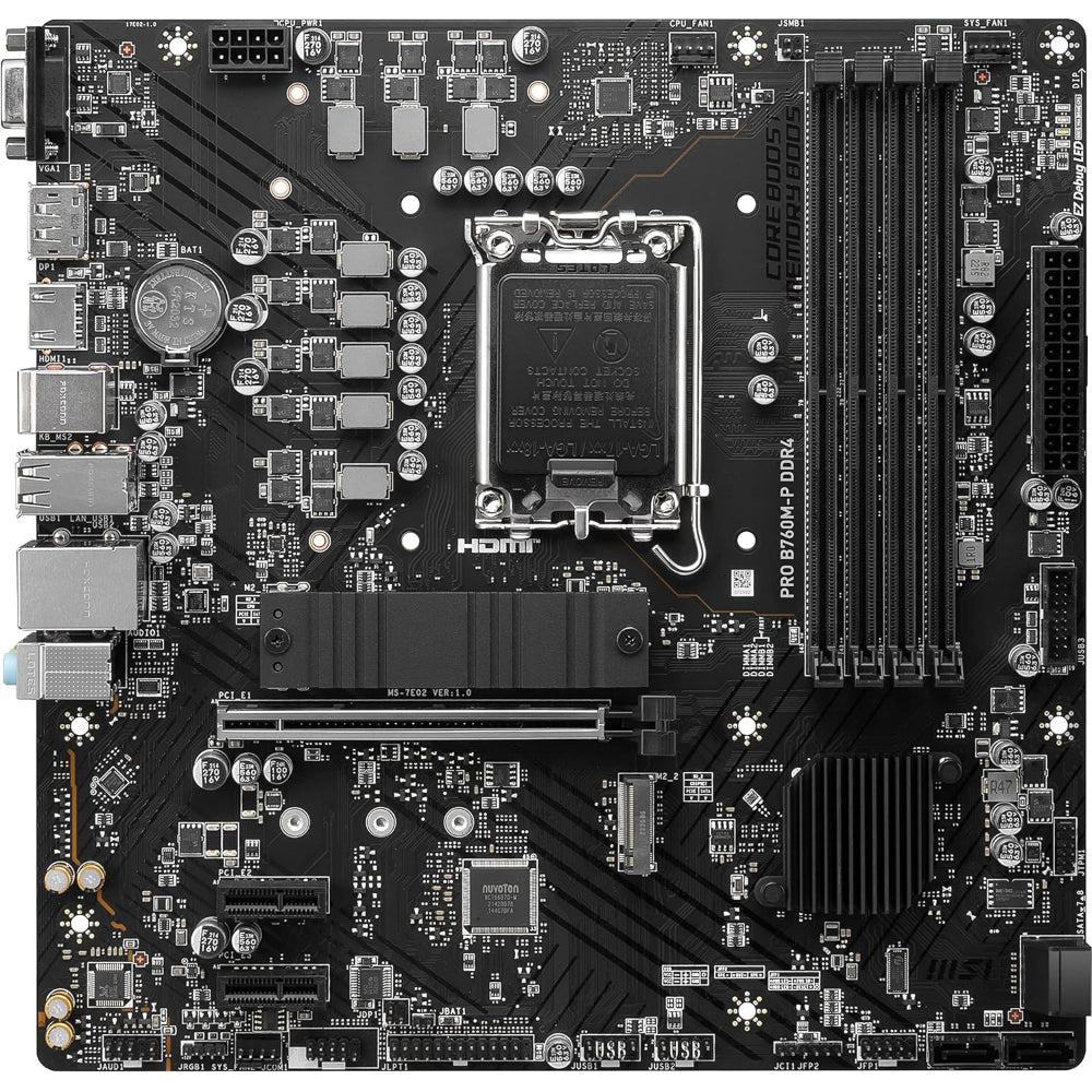 MSI PRO B760M-P Motherboard, LGA 1700 Socket, DDR4 Memory