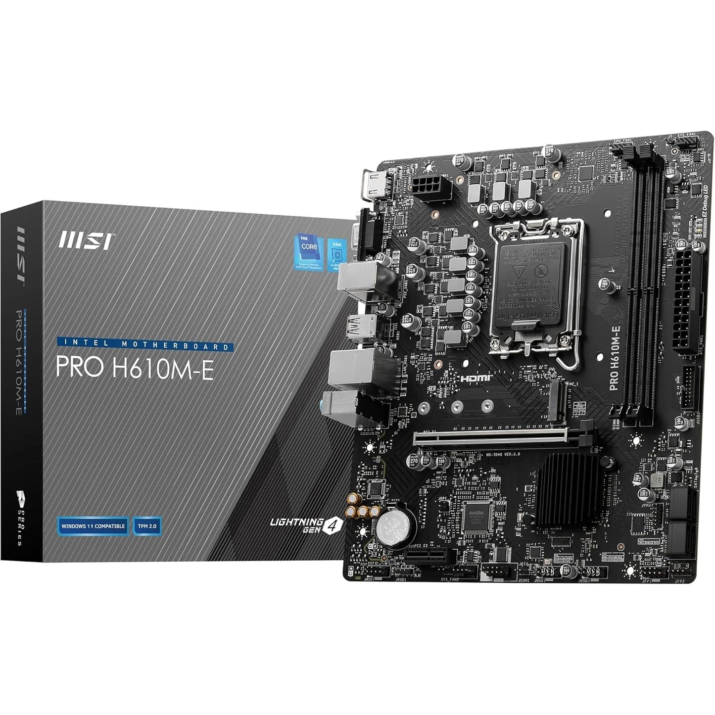 MSI PRO H610M-E Motherboard, LGA 1700 Socket, DDR4 Memory