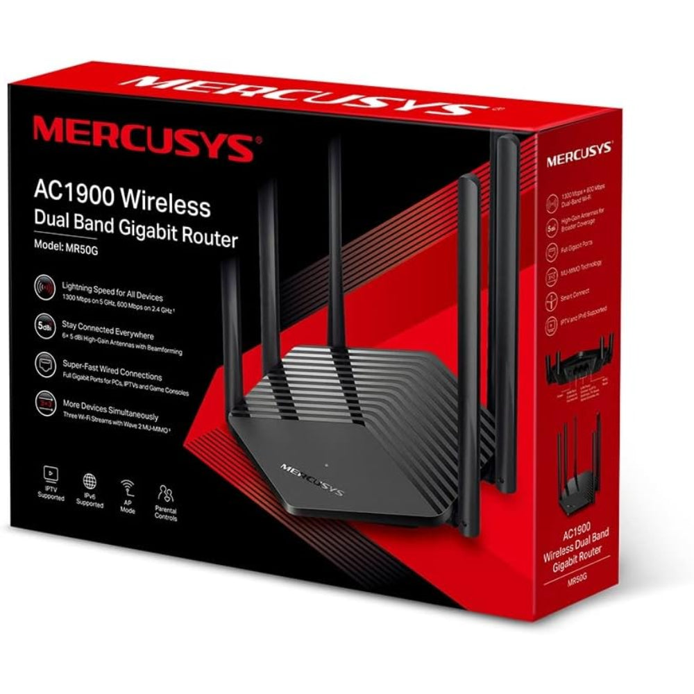راوتر ميركوسيس MR50G AC1900 ثنائي النطاق، 3 منافذ، سرعة 1900 ميجابايت في الثانية