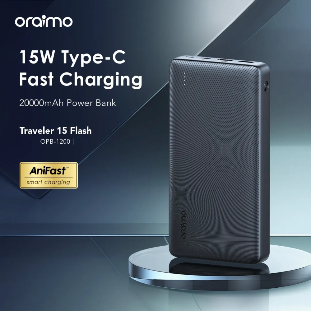 باور بانك اورايمو ترافيلر 15 فلاش OPB-1200، سعة 20000 مللي امبير، 15 وات