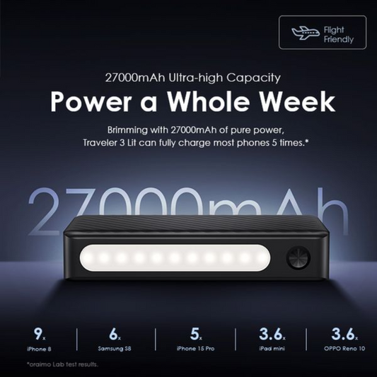 Oraimo Traveler 3 Lit OPB-1270 Power Bank, 27000mAh, 15W