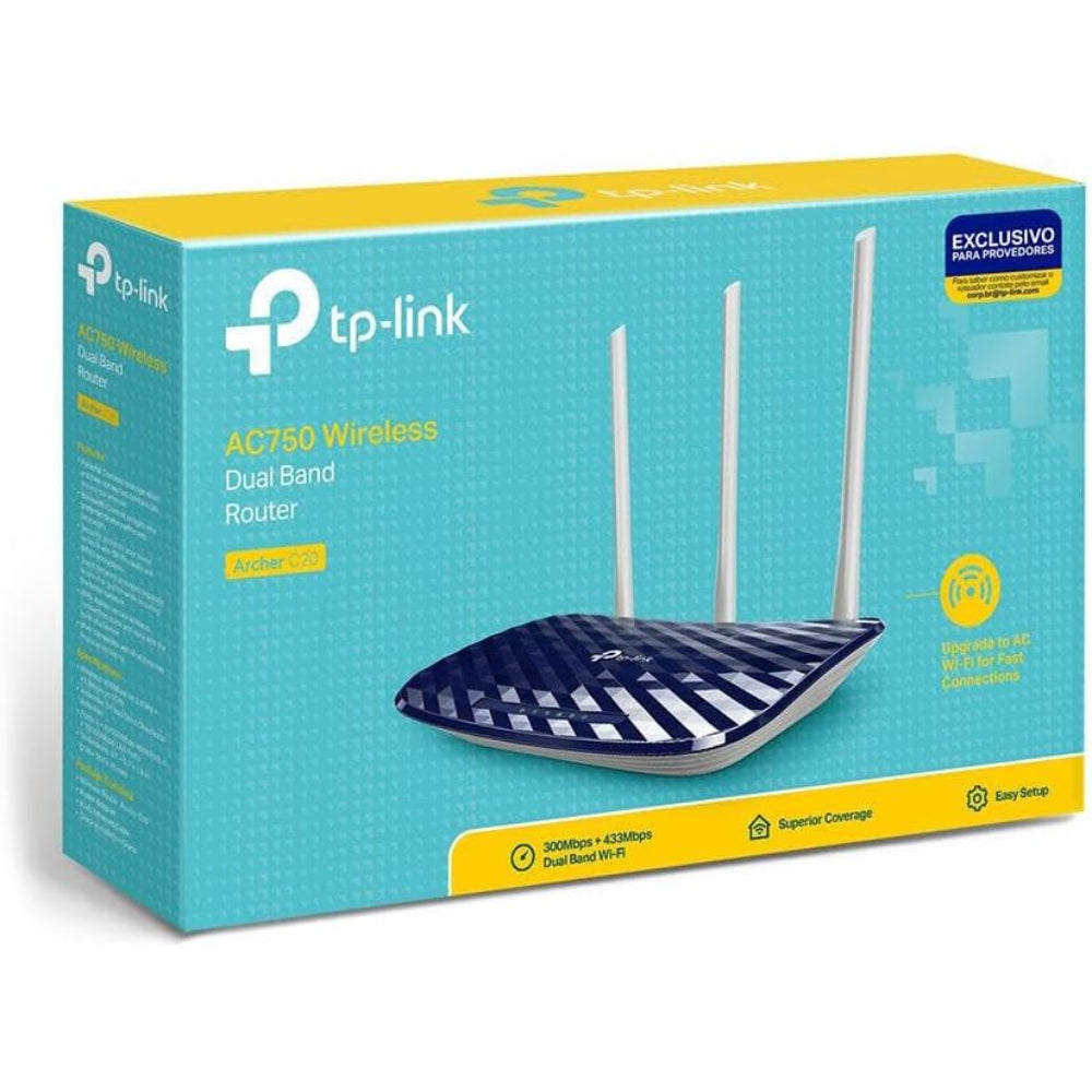 TP-Link Archer C20 AC750 Dual Band Router, 5 Ports, 750Mbps