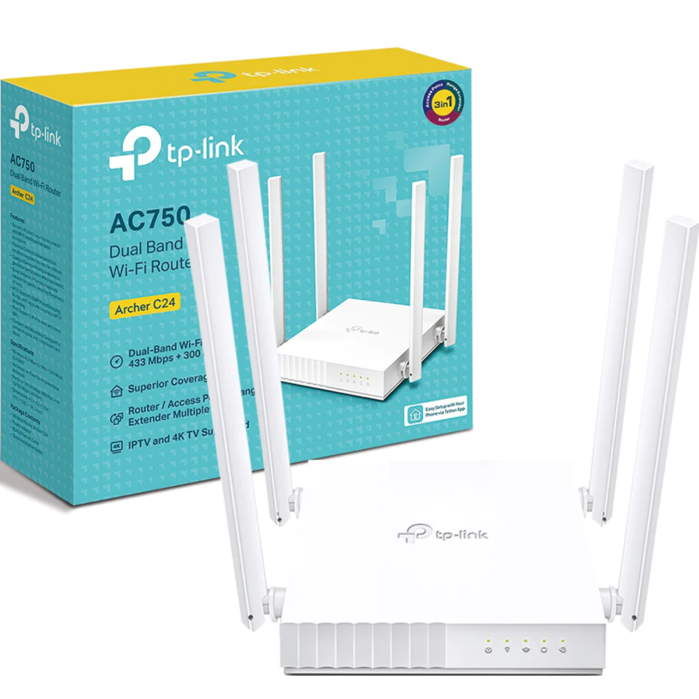 TP-Link Archer C24 AC750 Dual Band Router/Access Point, 750Mbps