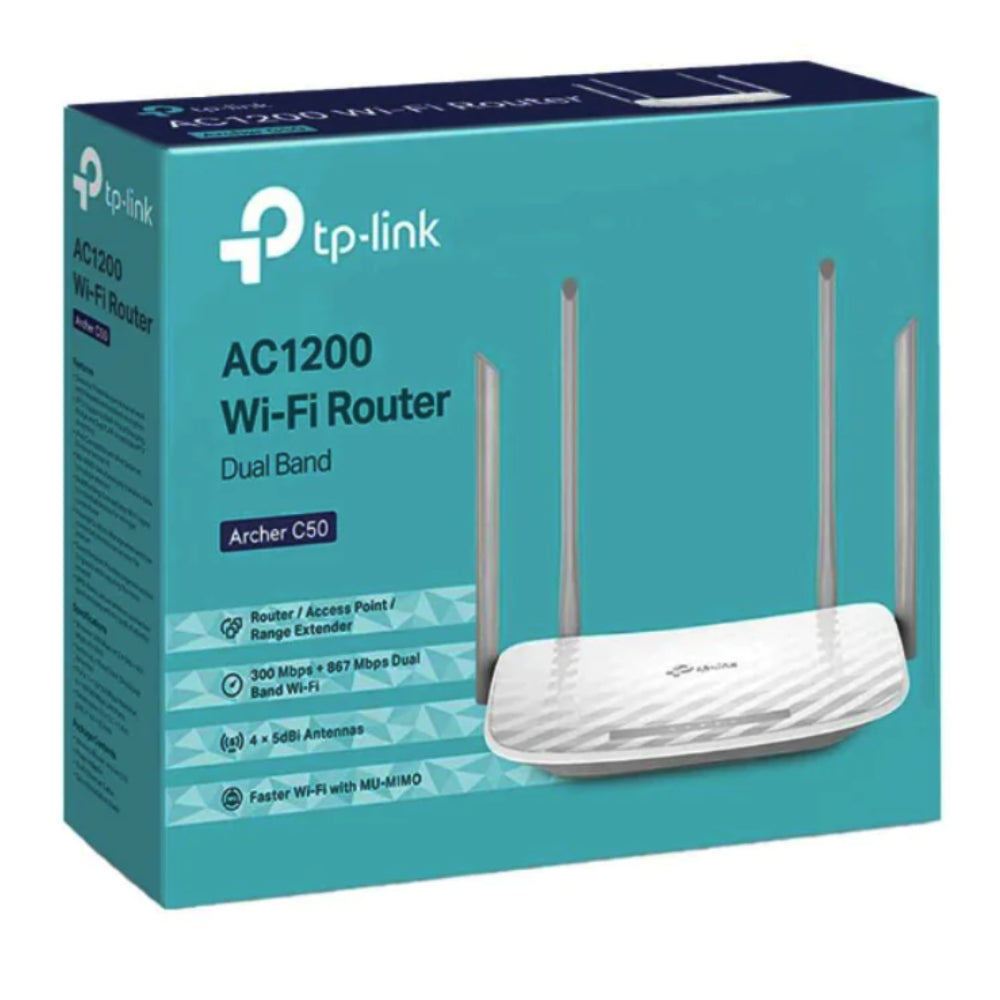 TP-Link Archer C50 AC1200 Dual Band Router, 5 Ports, 1200Mbps