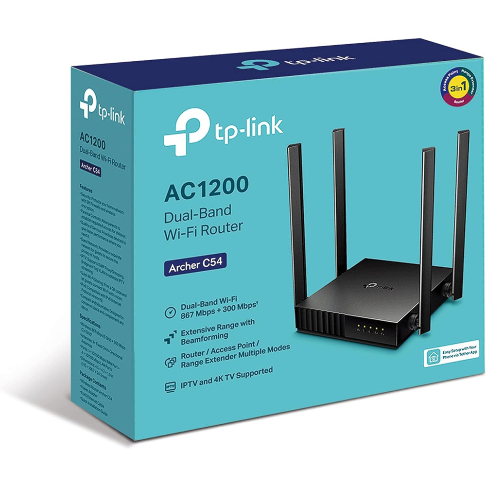 TP-Link Archer C54 AC1200 Dual Band Router, 4 Ports, 1200Mbps