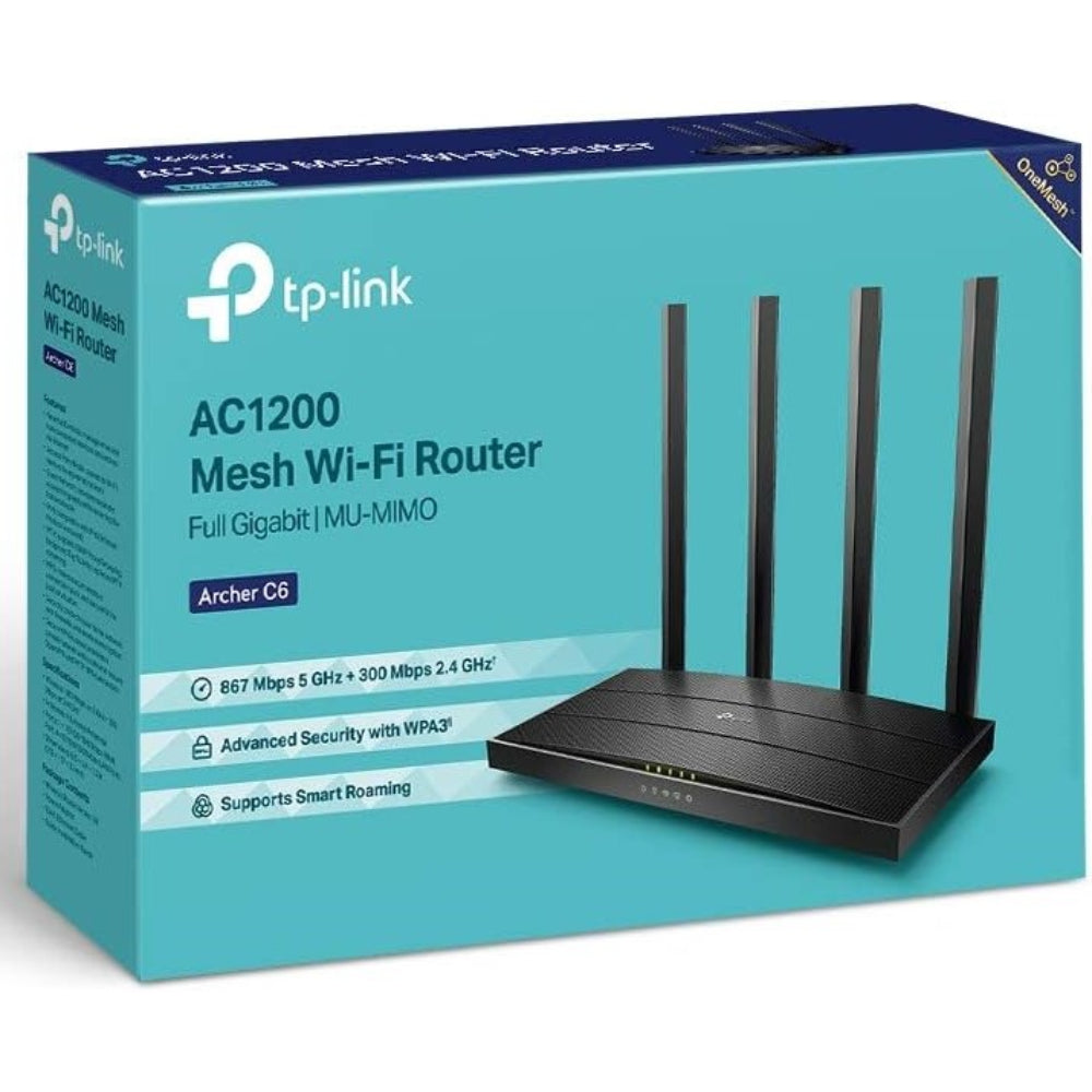 TP-Link Archer C6 AC1200 Dual Band Router, 5 Ports, 1200Mbps