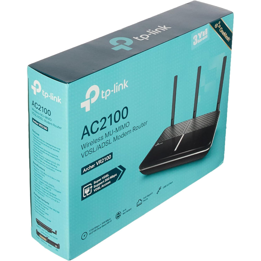 TP-Link Archer VR2100 AC2100 VDSL/ADSL Modem Router, 4 Ports, 2100Mbps
