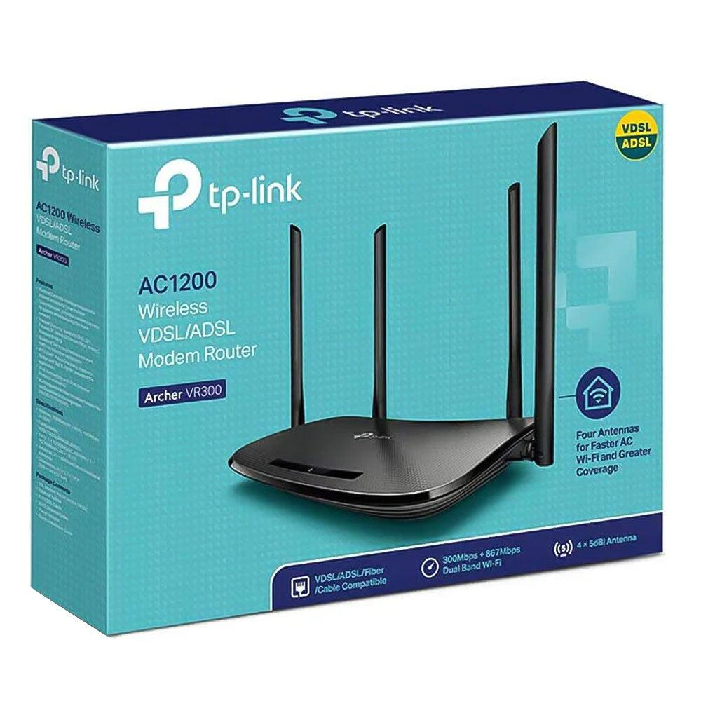 راوتر مودم VDSL/ADSL تي بي لينك ارتشر VR300، عدد 4 منافذ، سرعة 1200 ميجابت في الثانية