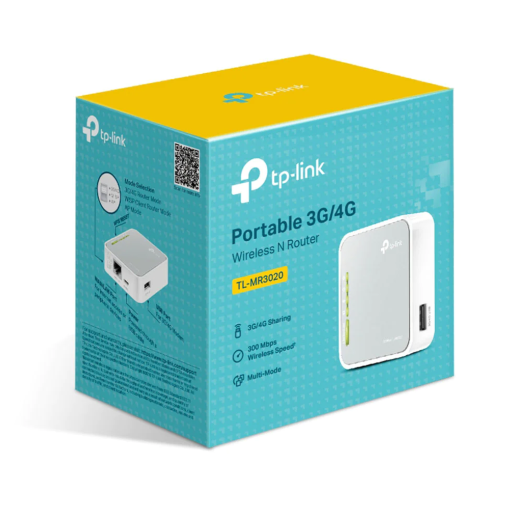 TP-Link TL-MR3020 3G/4G Portable Router, 1 Port, 300Mbps