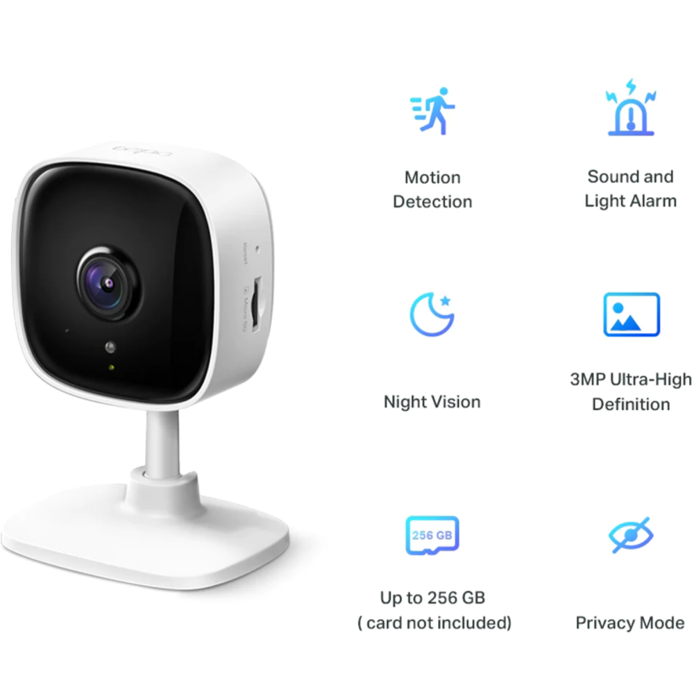 Tapo C110 Wi-Fi Indoor CCTV Audio Camera, 3.3mm Lens
