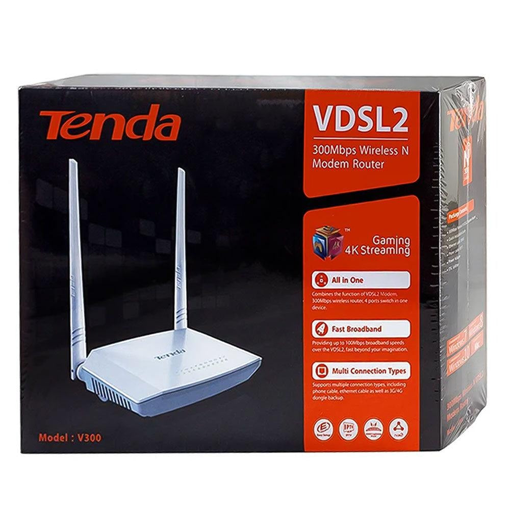 راوتر مودم VDSL2 تيندا V300، عدد 4 منافذ، سرعة 300 ميجابايت في الثانية