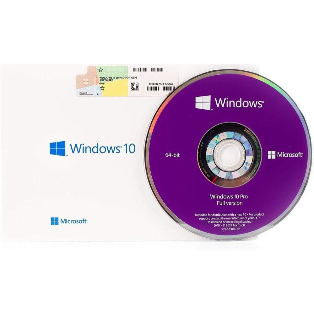 نسخة DVD OEM كاملة لنظام التشغيل مايكروسوفت ويندوز 10 برو - 64 بت