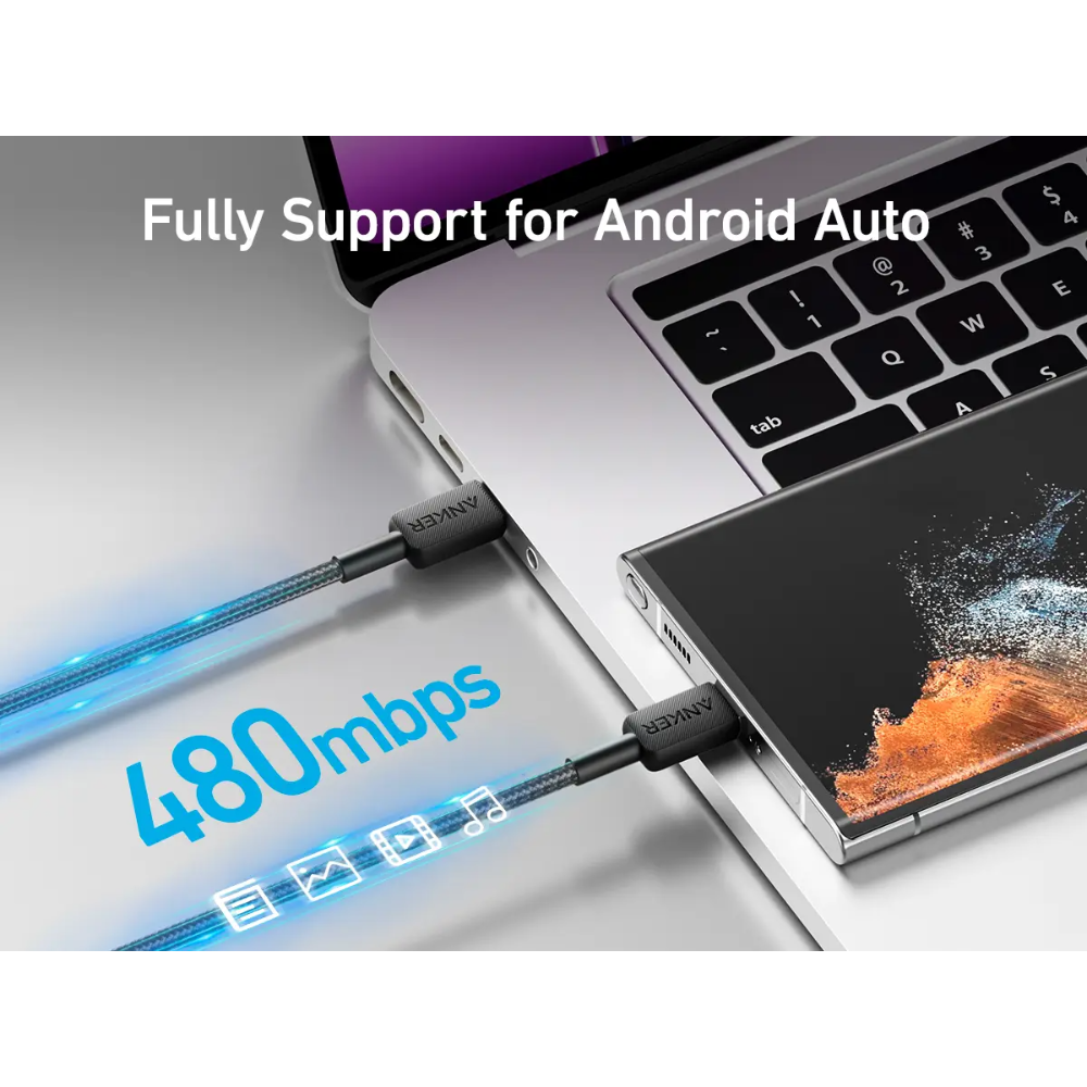 Anker 322 A81F5H11 USB-C to USB-C Cable, 60W - 0.9 Meter